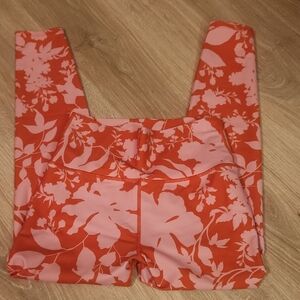 Sage Collective | Floral Women's Leggings - Orange and Pink